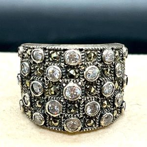 Sterling Silver Marcasite and CZ Ring